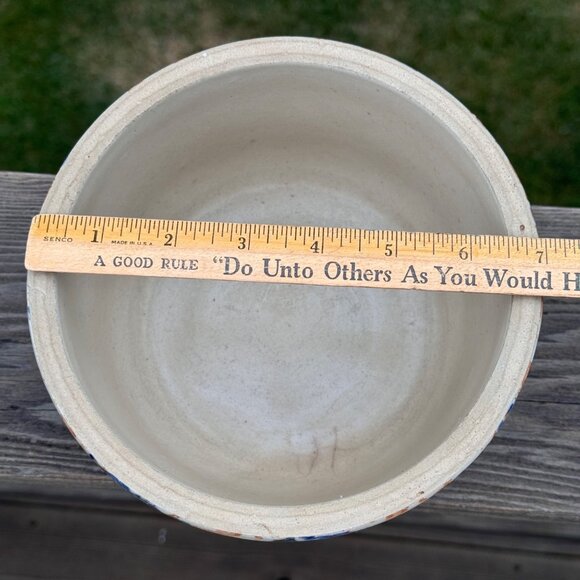 VTG Redwing Stoneware Smooth Spongeware Bowl Blue Brown Spongeware Farmhouse 7" - Picture 11 of 14